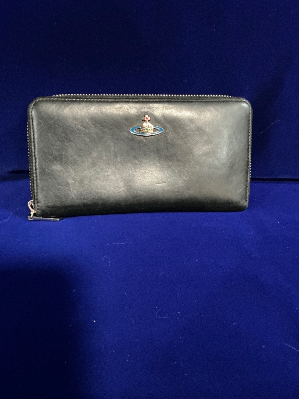 Vivienne Westwood black lambskin zippy wallet